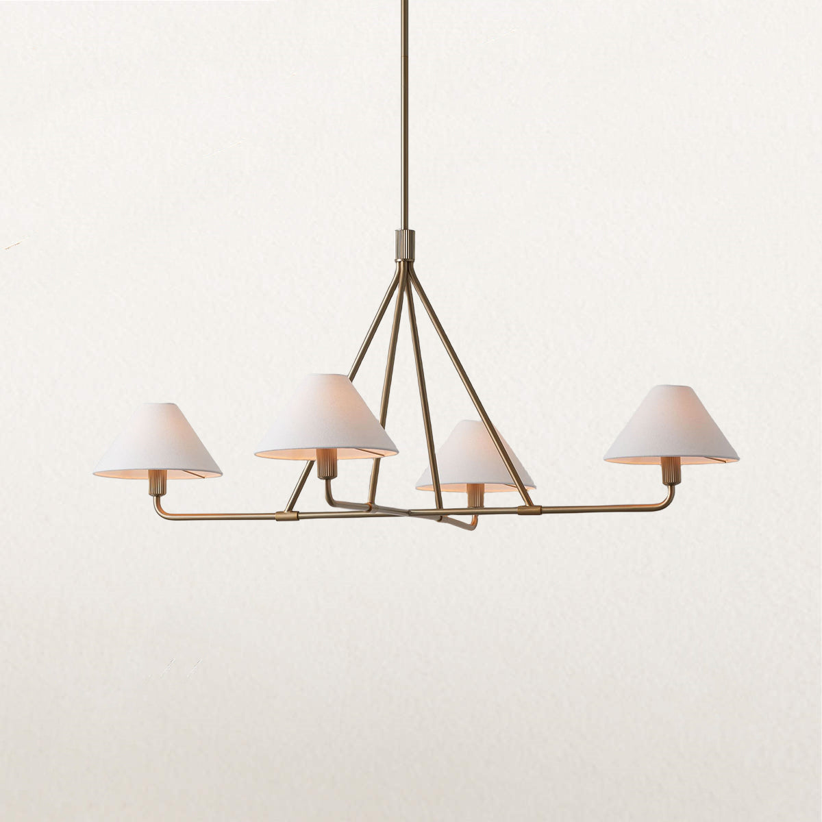 Architectural Tapered Shades Chandelier: Angular, Contract Grade Design with Sophisticated Tapered Shades for Dining Room, Living Room, and Bedroom Lighting