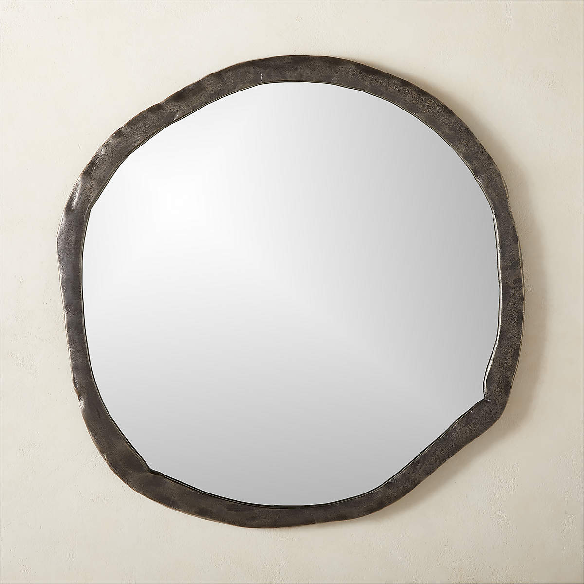 Metal Frame Round Wall Mirror - Oversized Circle Mirror with Distressed Black Frame - Handmade Wall Mirror, Bathroom-Safe Design for Bedroom, Living Room, and Bathroom