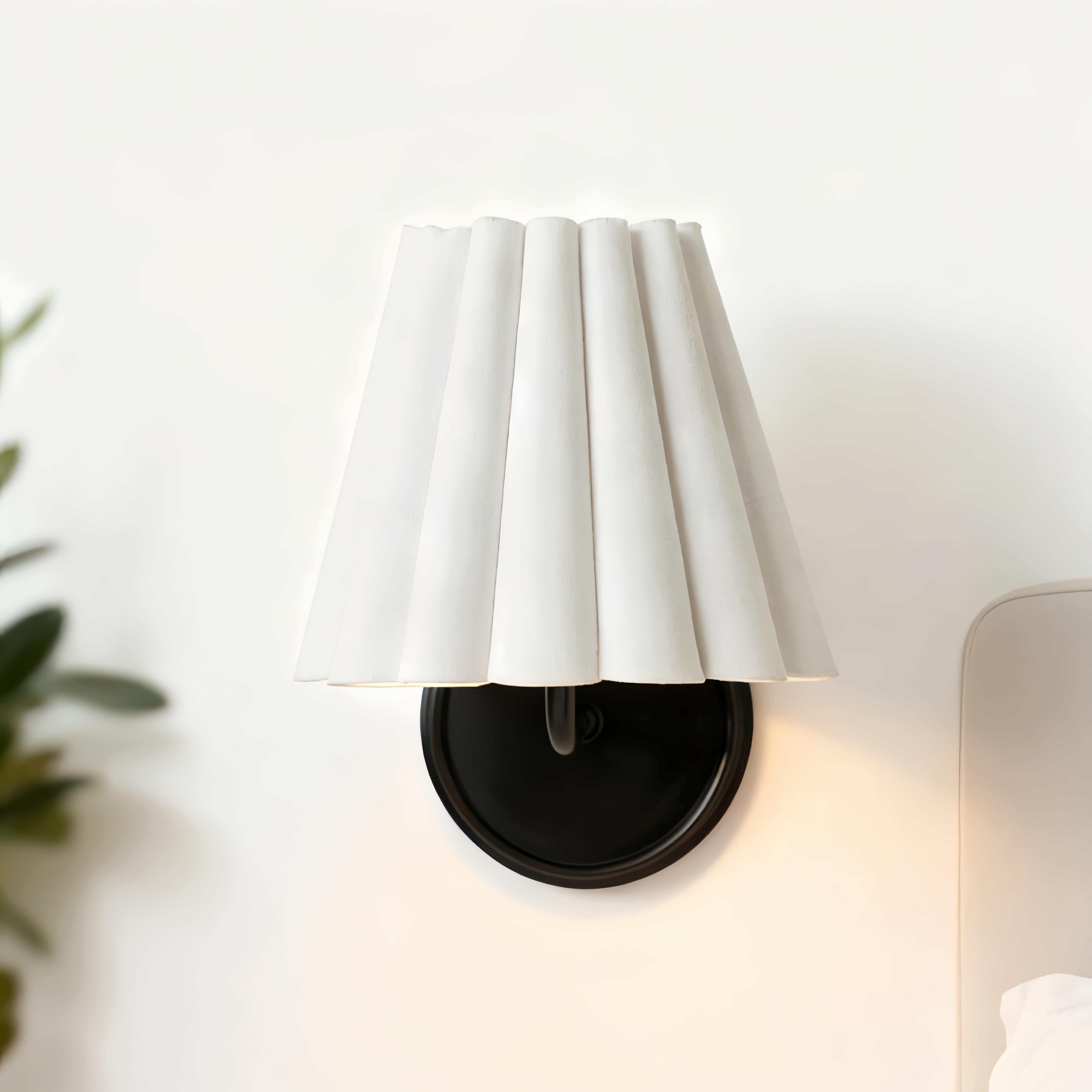 Vintage Wall Sconce with White Linen Shade, Mid-Century Wall Lighting Fixture with Dimmable Design, Hardwired Wall Mounted Light for Bedroom, Living Room, Hallway, Kitchen
