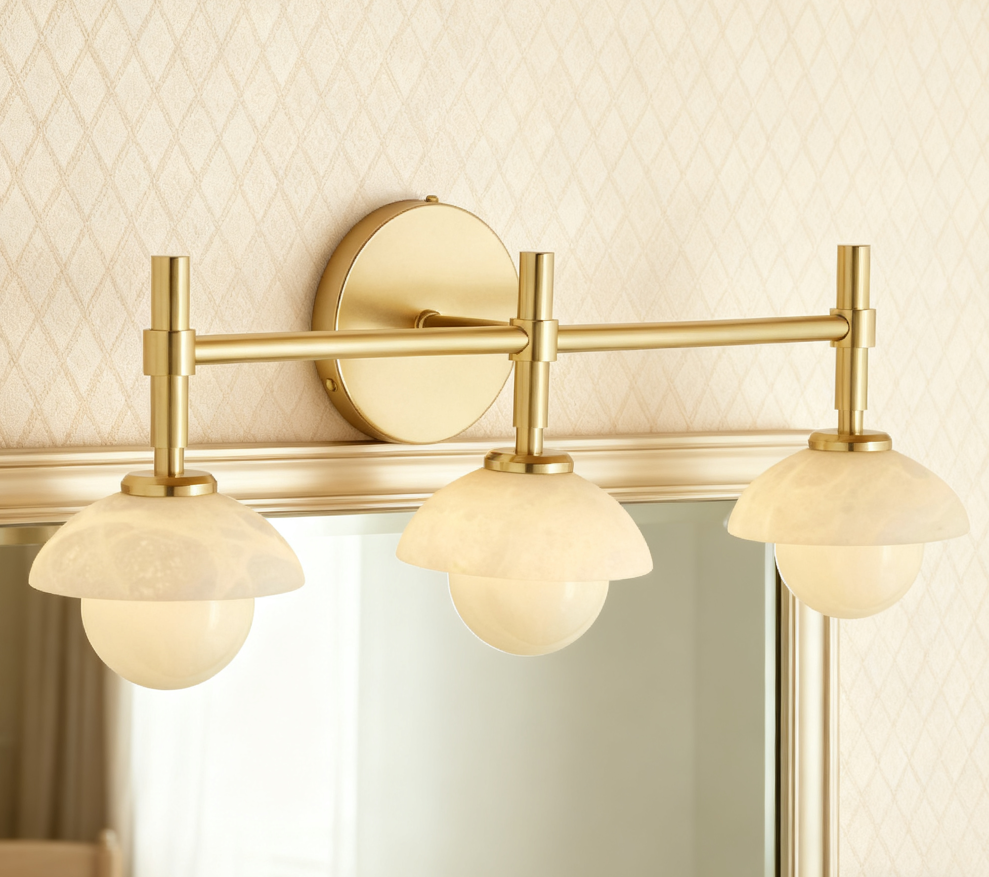 Opulent Glow Hand-Carved Alabaster Bathroom Sconce with Opal Shades - Elegant Light Fixture for Bedrooms, Bathrooms, and Living Rooms