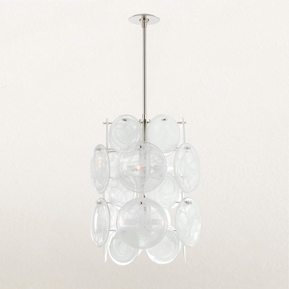 Mid-Century Italian Elegance Chandelier with Dynamic Silhouettes and Hand-Blown Glass - Medium Size for Ethereal Quality in Living and Dining Rooms