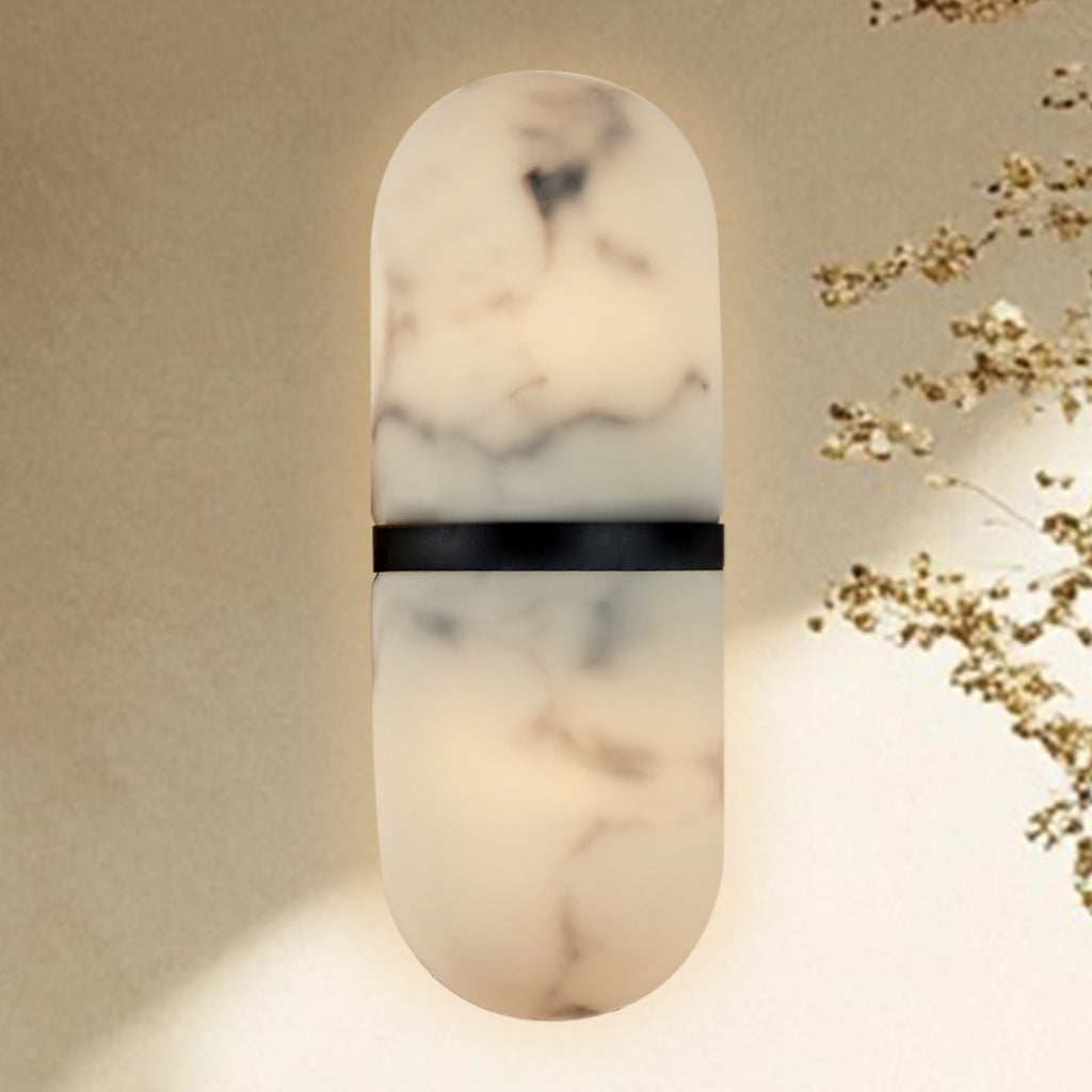 Resin Wall Sconce - Premium Resin Exterior Mimicking Marble, Damp Rated, Hardwired - Ideal for Wall Sconces, Bathroom Sconce, Kitchen Sconce, and Exterior Wall Lights