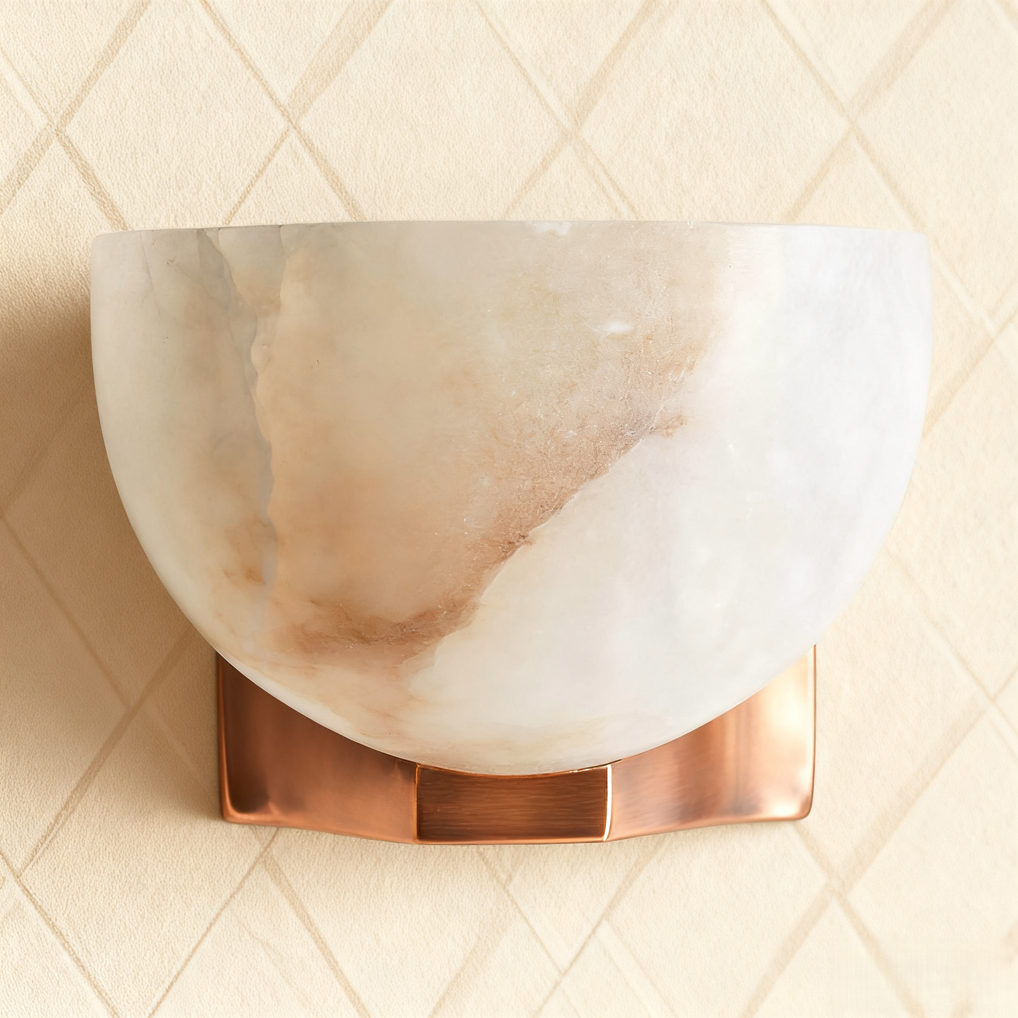 Engraved Elegance Alabaster Sconce: Handcarved Alabaster Wall Light with Globe-like Contours and Burnished Brass for Living Room, Kitchen, or Bedroom Wall Lighting