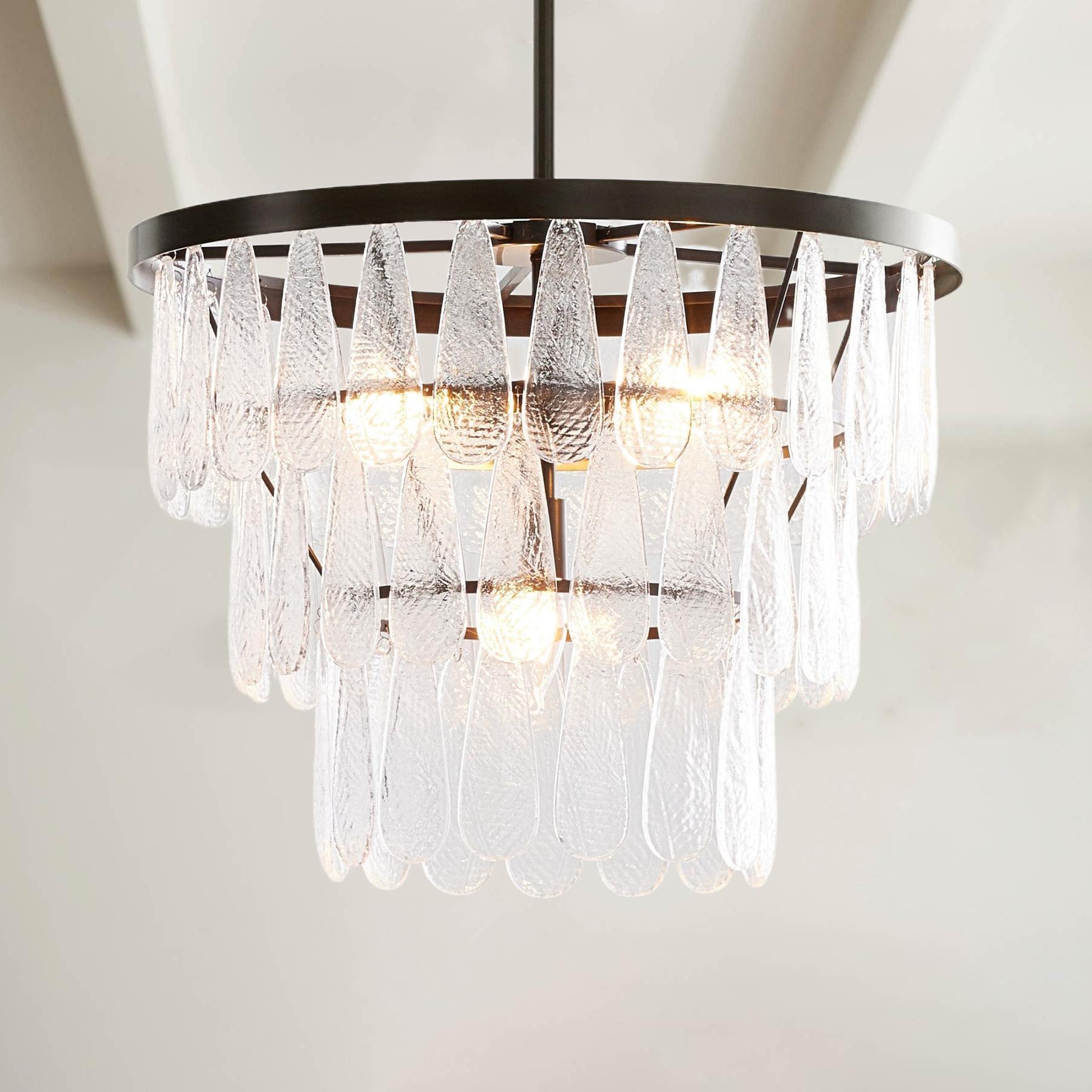 Texture Glass Round Chandelier, Mable Textured Glass Round Chandelier