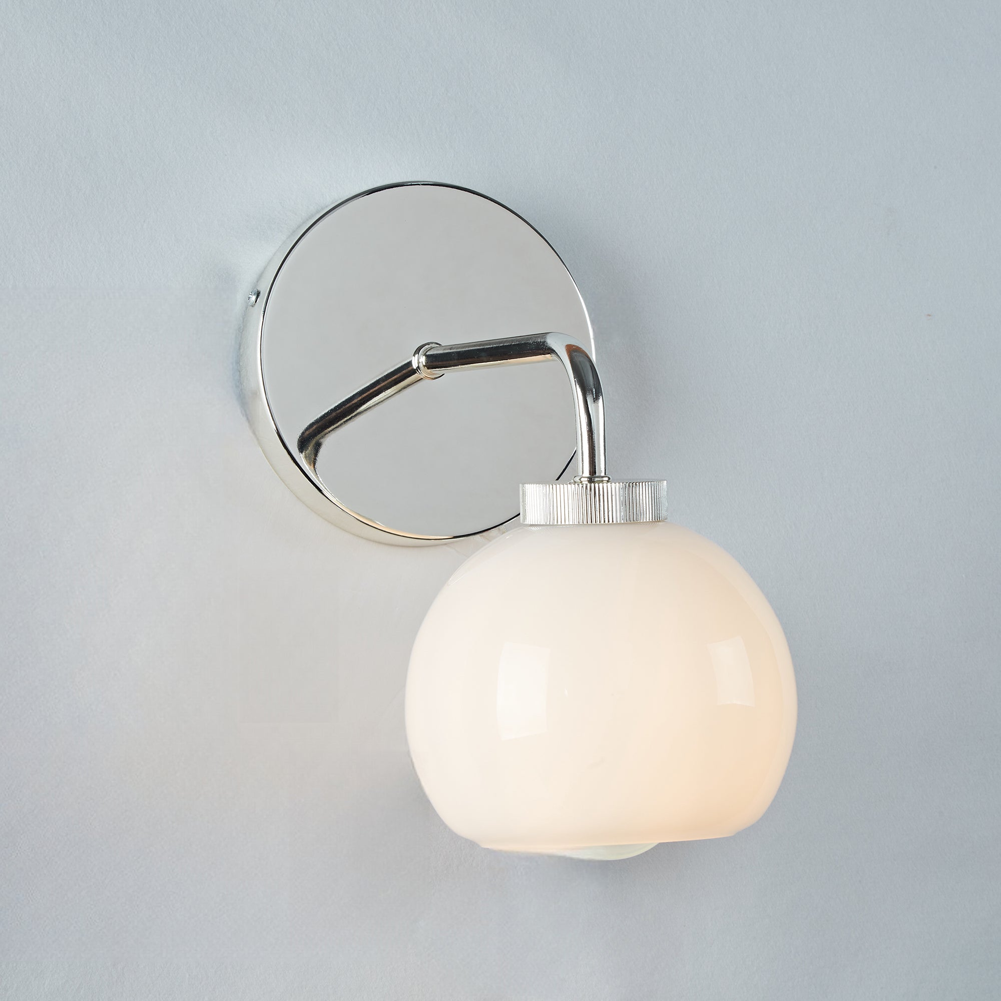 Blown Glass Steel Frame Single Sconce Collection- Stylish Wall Light Fixture, Bathroom Sconce