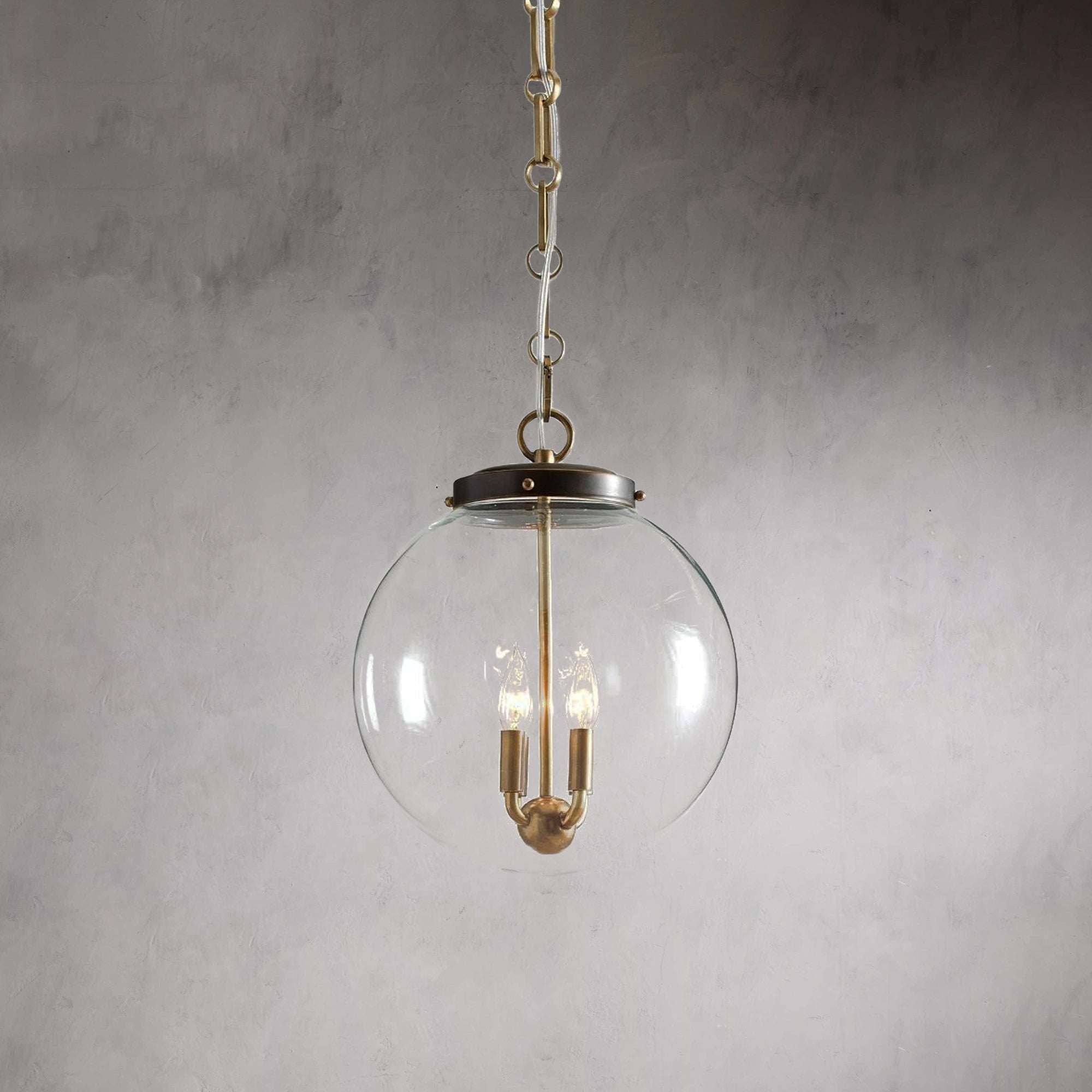 Candle-Like Pendant Light with Recycled Glass Globe - Timeless Design Adjustable Height Light Fixture for Entryway，Dining Room, Living Room, and Bedroom