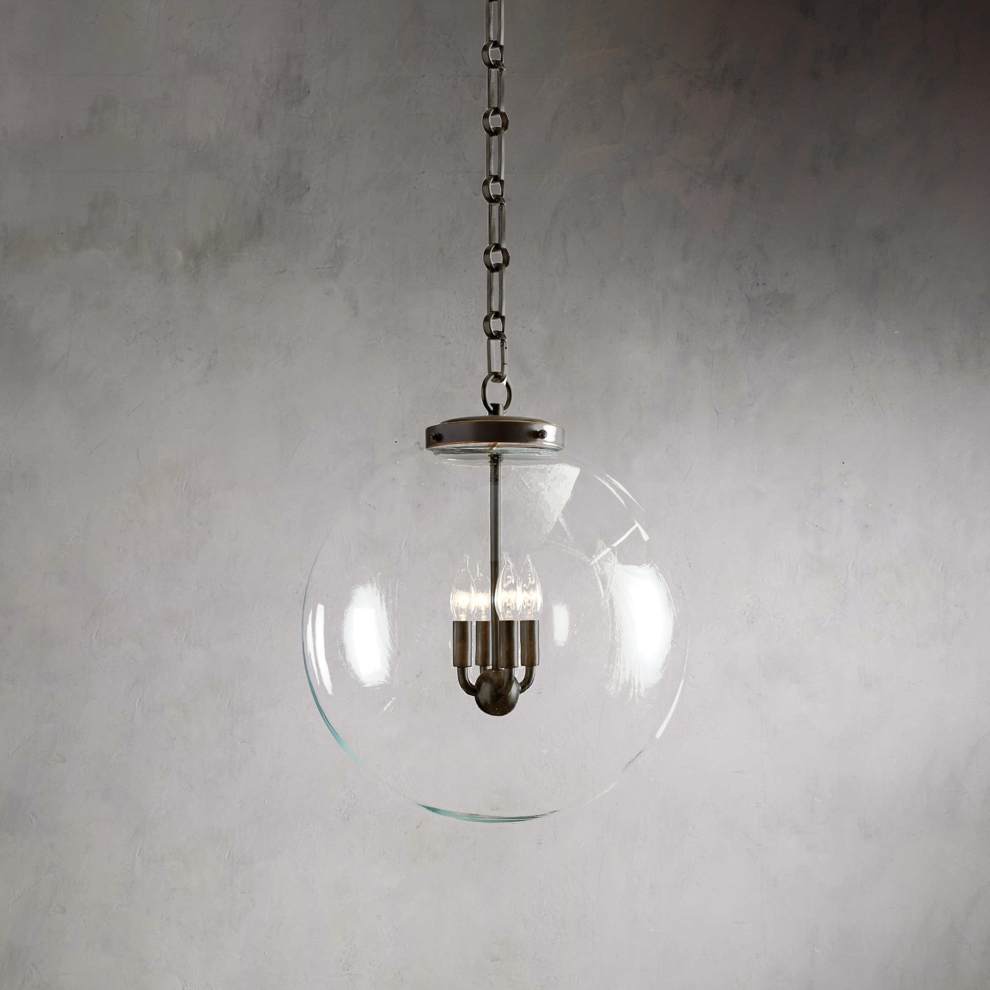 Candle-Like Pendant Light with Recycled Glass Globe - Timeless Design Adjustable Height Light Fixture for Entryway，Dining Room, Living Room, and Bedroom