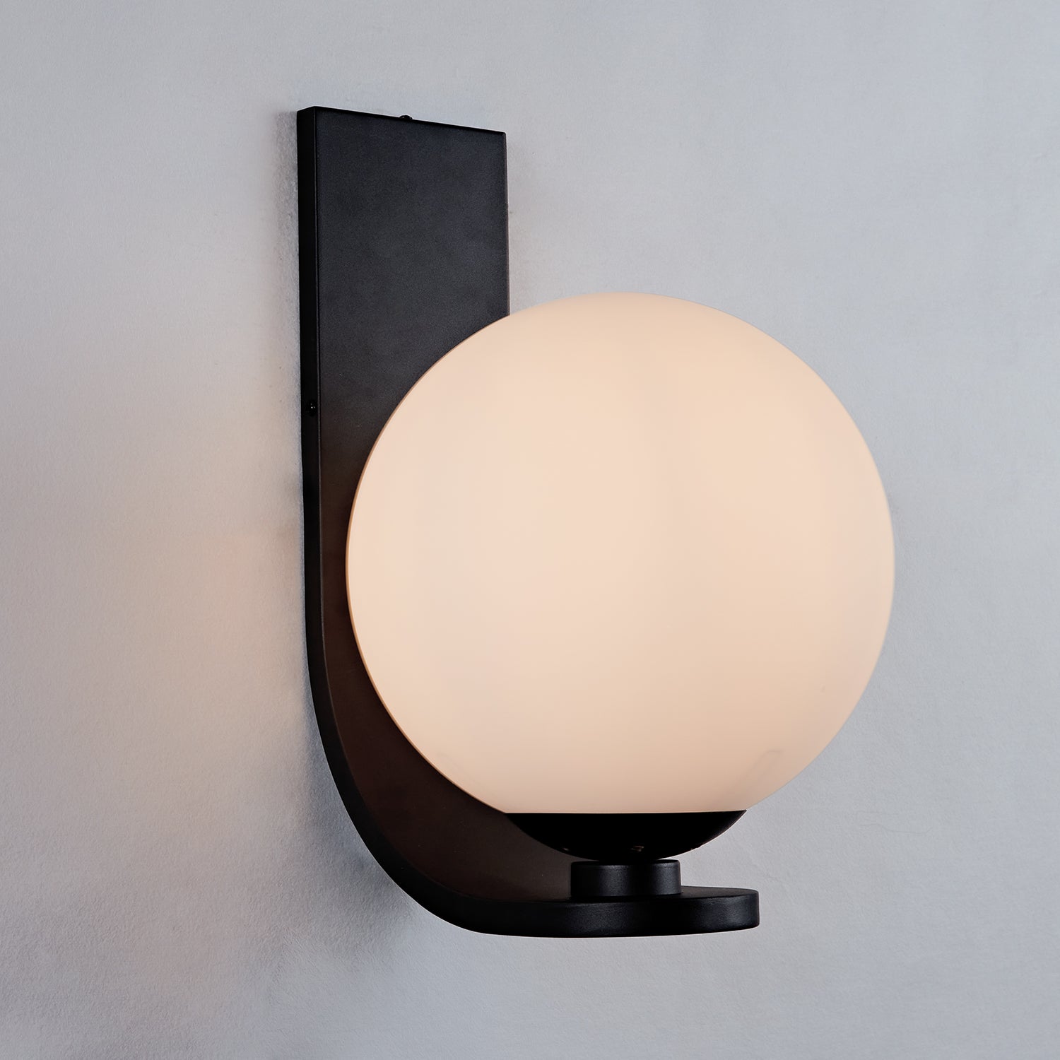 Modern Art Deco Globe Sconce - Minimalist Style with Curvilinear Base and Globe Shade in a Steel Wall Sconce for Outdoor