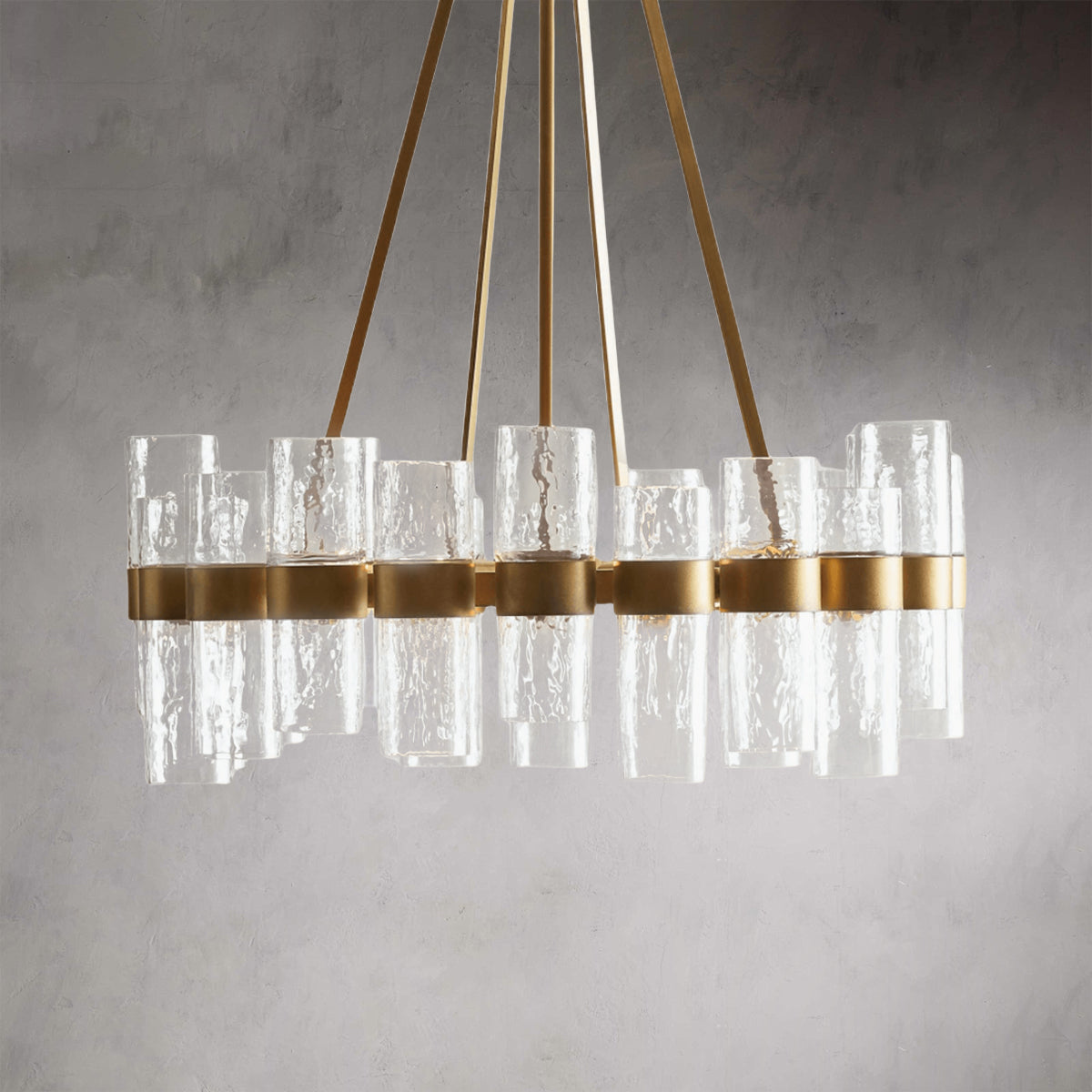 Artisan Glow Recycled Glass Chandelier - Industrial Style with Handcrafted Recycled Glass and Dimmable Features, Perfect for Living Room