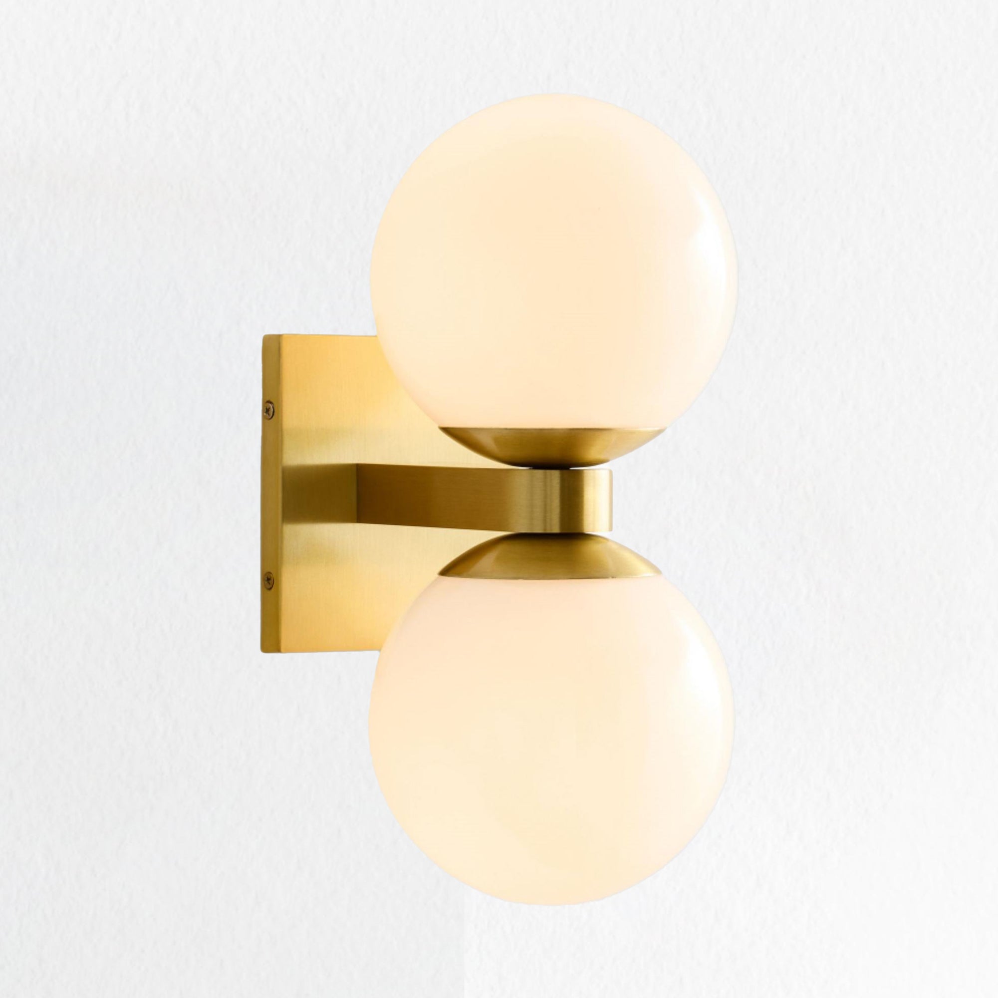 Globe Shade Matte Finish with Brass accents Double Light Sconce-Blown glass and steel frame for Bathroom, Outdoor