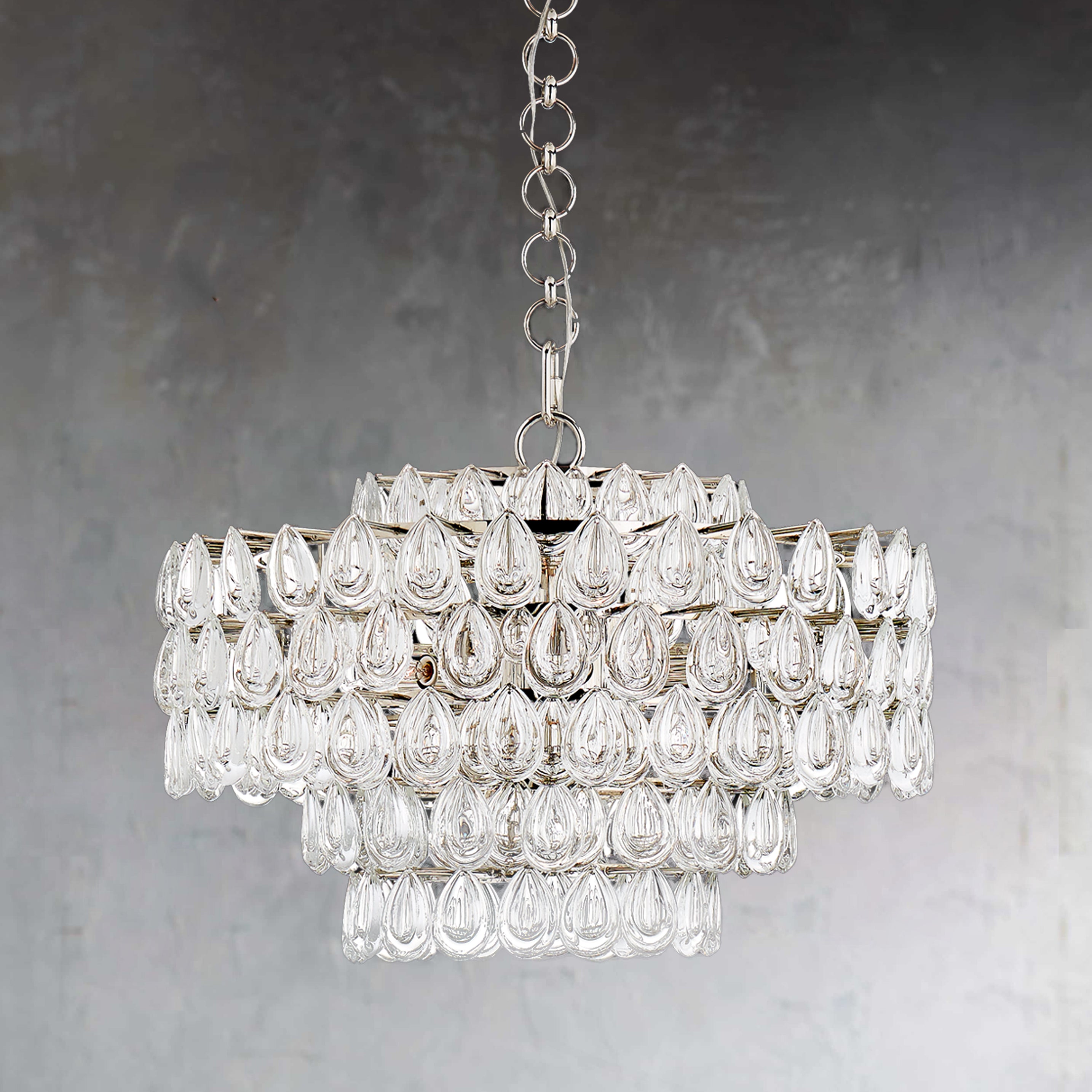 Classic Elegance Teardrop Crystal Chandelier with Tiered Metal Framework and Sparkling Light - Versatile Dining Room and Living Room Light Fixture