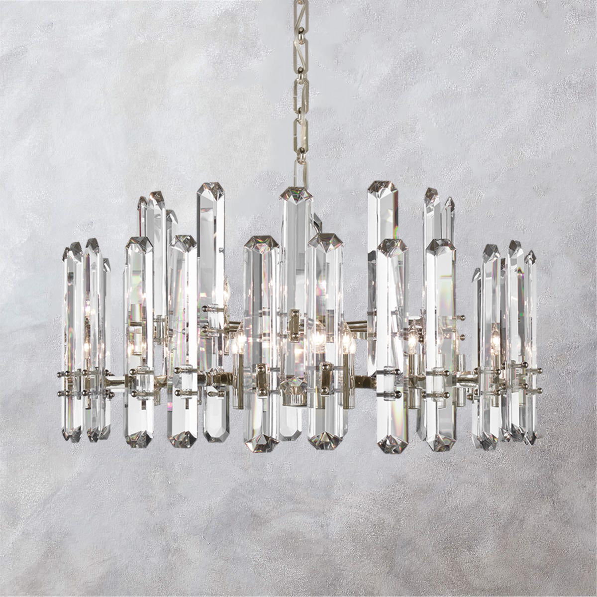 Timeless Glamour Elongated Crystal Chandelier - Mid-Century Modern Design with Hand-Cut Elegance - Perfect for Dining Room and Living Spaces