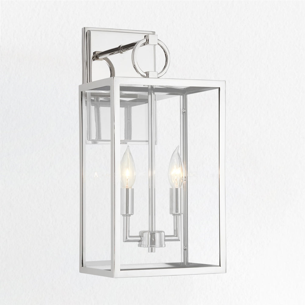 Versatile Lantern-Style Sconce with Industrial Finish in Glass and Iron for Indoor/Outdoor Use