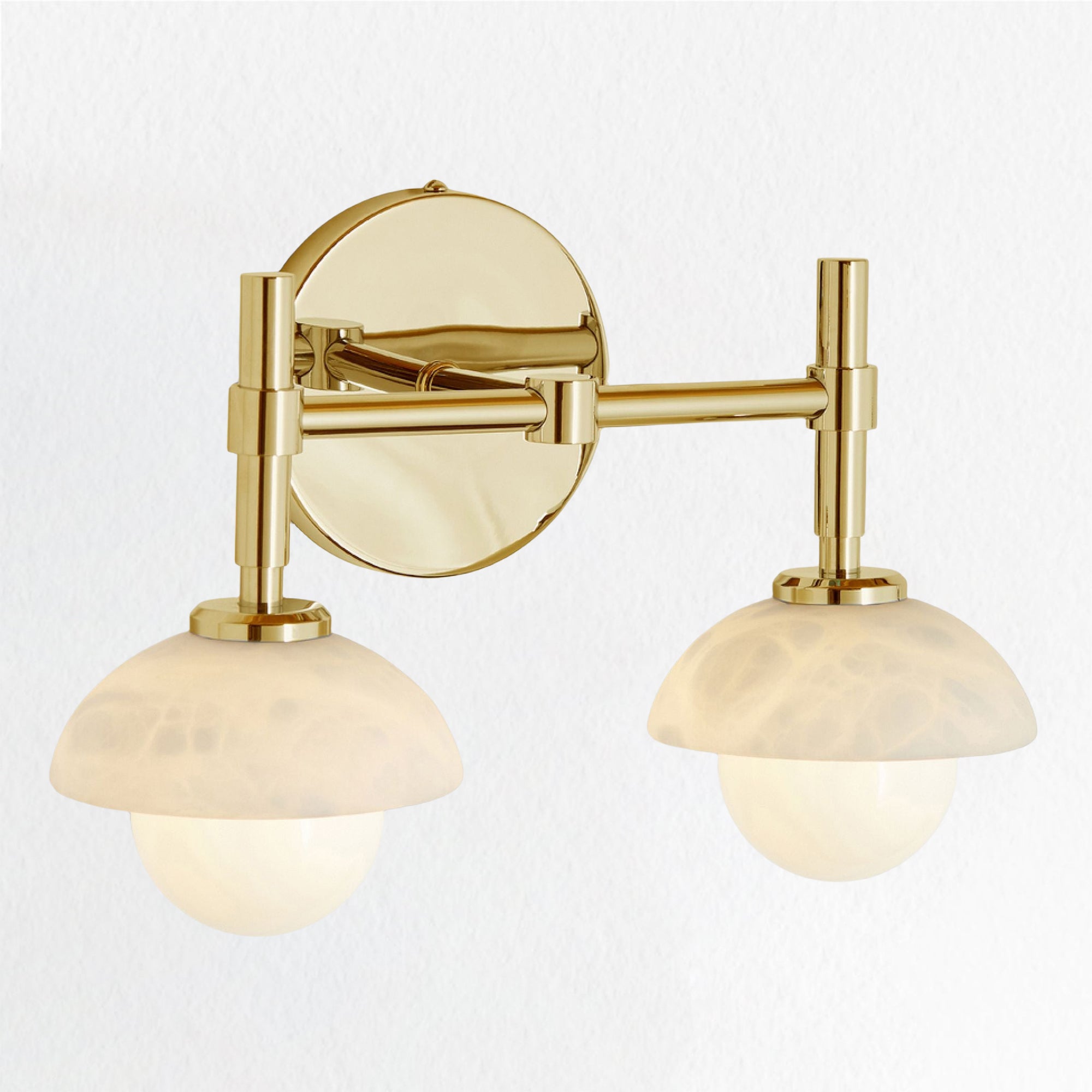 Brass Wall Sconce with Opal Glass Shade and Hand-Carved Alabaster - Elegant Light Fixture for Hardwired Installation, Perfect for Bathrooms