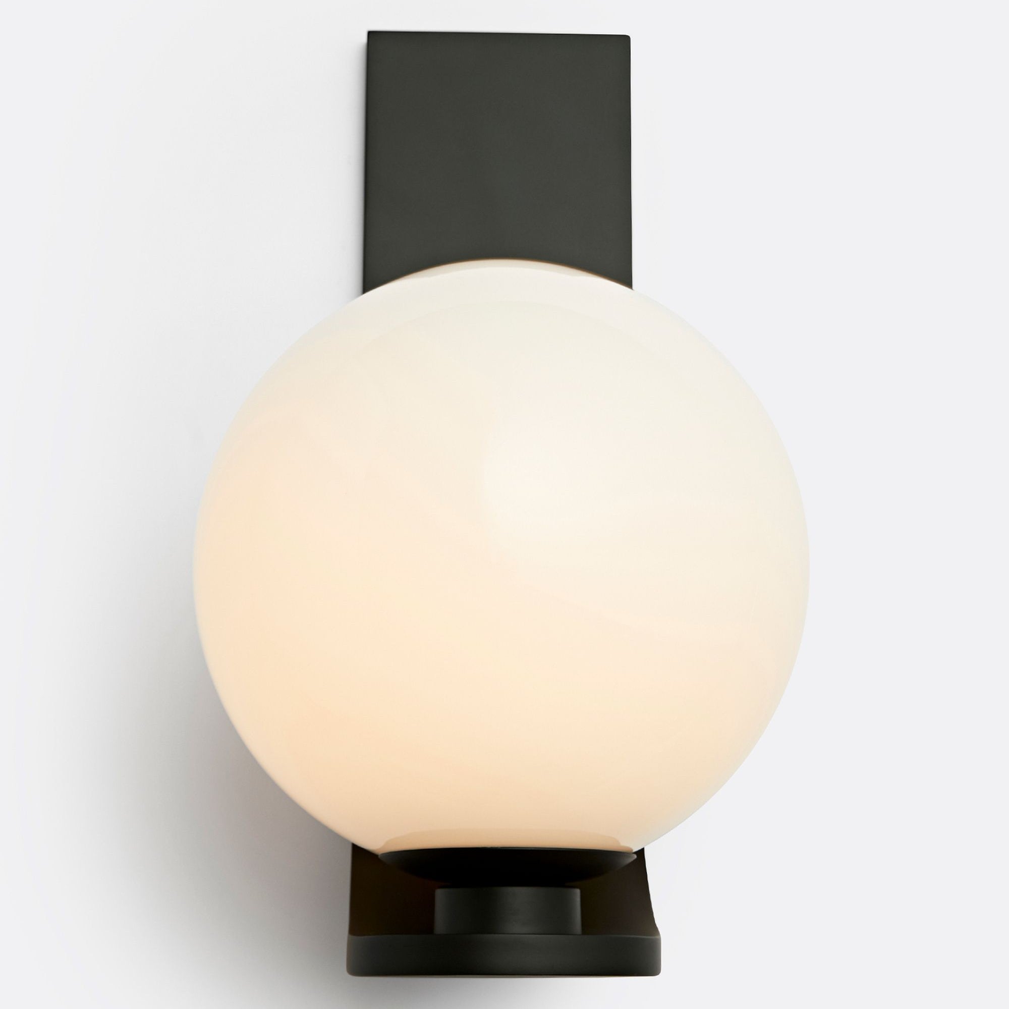 Modern Art Deco Globe Sconce - Minimalist Style with Curvilinear Base and Globe Shade in a Steel Wall Sconce for Outdoor