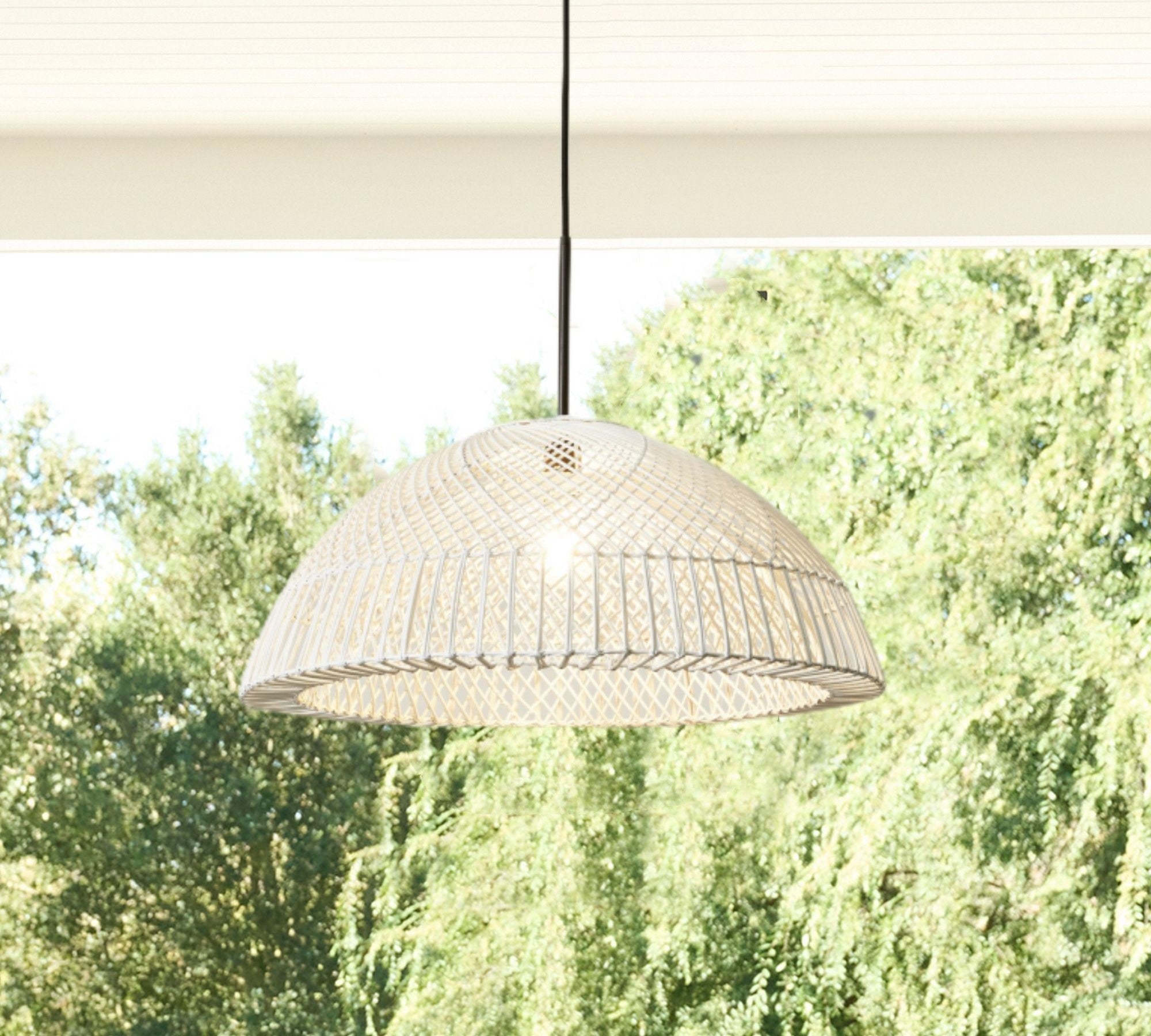 Wicker dome deals pendant light